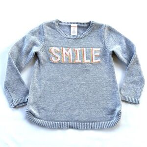 Gymboree Girls Gray “Smile” Sweater, Size 3T